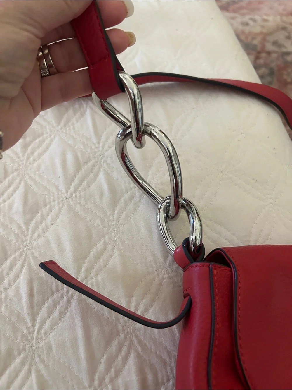 Vince Camuto Red Leather and Suede Crossbody Bag